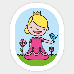 Little princess with birdie Sticker